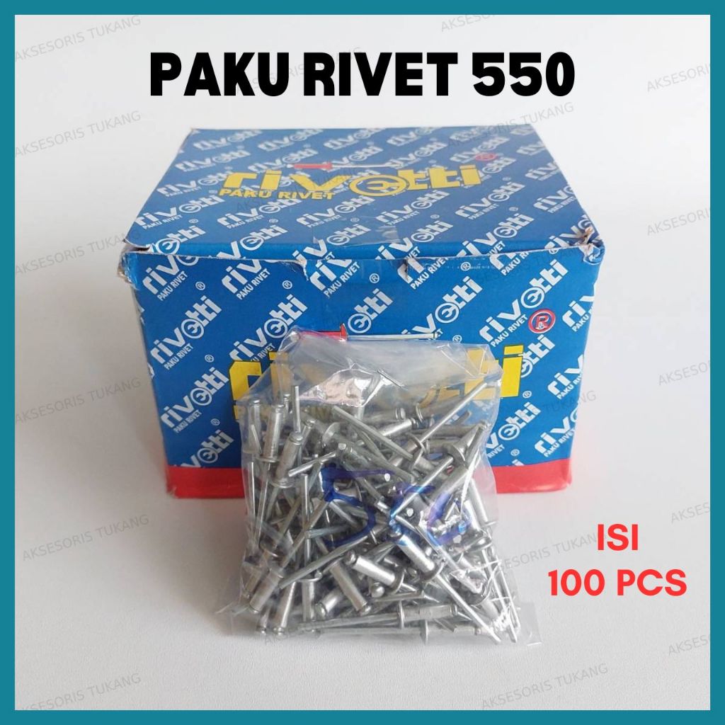 Jual Paku Rivet 550 Isi 100 Pcs Ukuran 4mm x 12,7mm | Shopee Indonesia