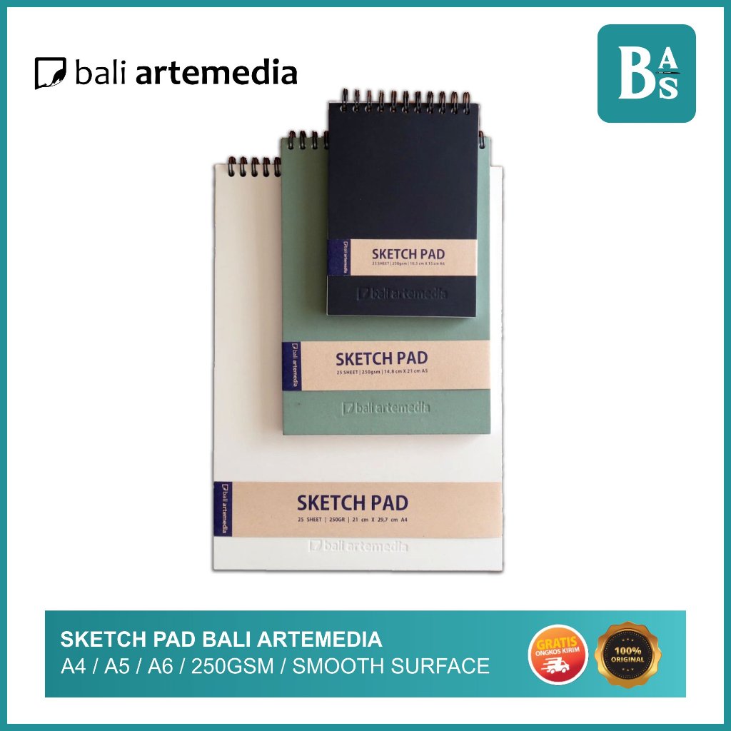 Jual Sketch Pad Bali Artemedia 250gsm A6   A5   A4 Cover Colour Chosen 