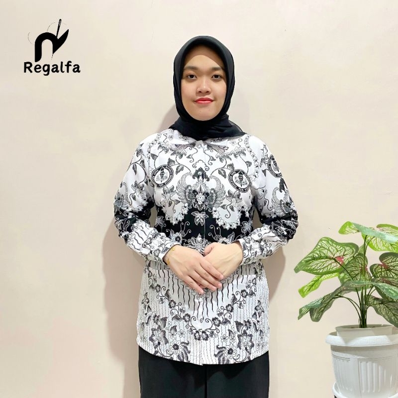 Jual Baju PGRI Wanita Terbaru 2024 Lengan Panjang Kemeja Batik Pgri ...