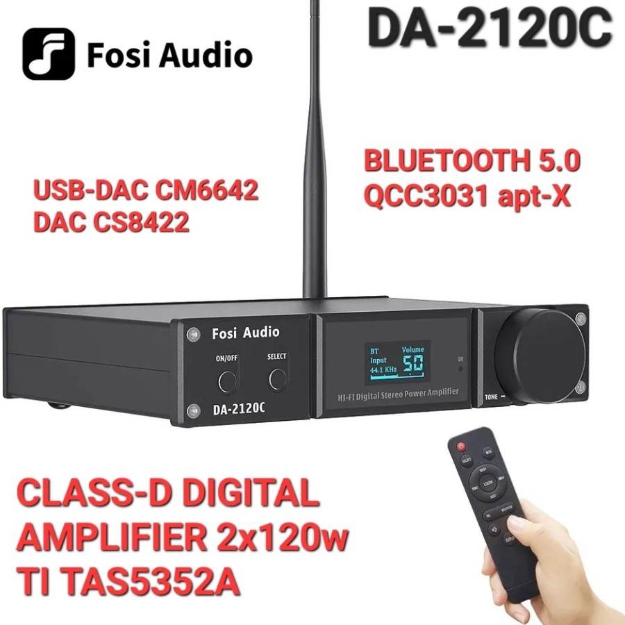 Jual FOSI AUDIO DA2120C USB-DAC, DAC, BT 5.0 & Class D Amplifier 2x120w ...