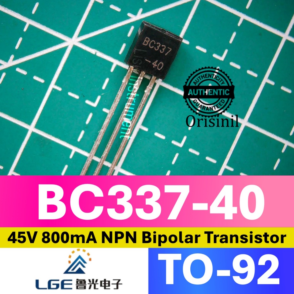 Jual BC337 45V 800mA NPN Bipolar Transistor BC337-40 TO-92 LGE ORIGINAL ...