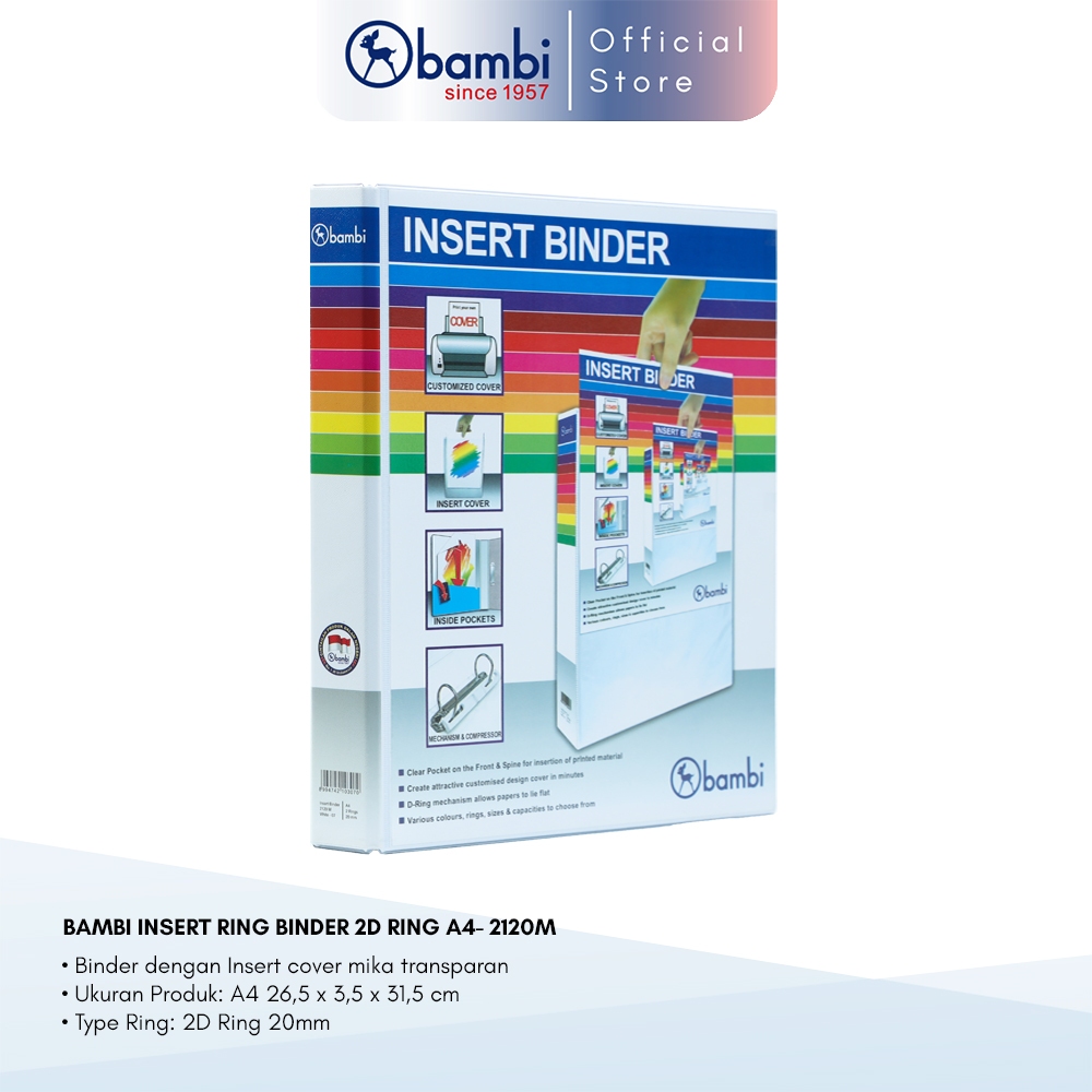 Jual Bambi Insert Ring Binder A4 2 Ring Type D Small Size 20 mm - 2120M ...