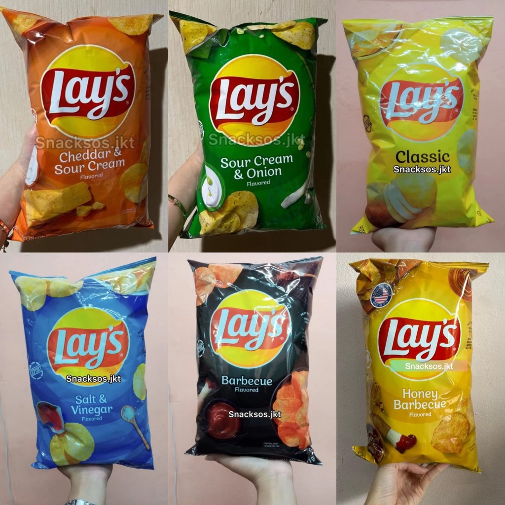 Jual LAY’S POTATO CHIPS CLASSIC / BARBECUE / SALT AND VINEGAR / HONEY ...
