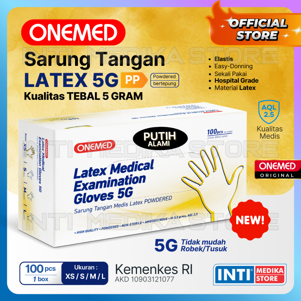 Jual ONEMED - Sarung Tangan Medis Latex POWDERED 5G | Medical ...