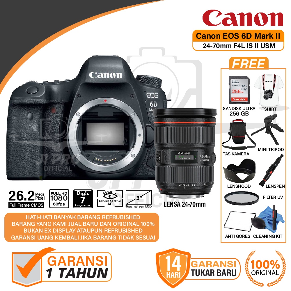 Jual Canon EOS 6D Mark II Kit EF 24-105MM F4 L IS II USM / Canon 6DII ...