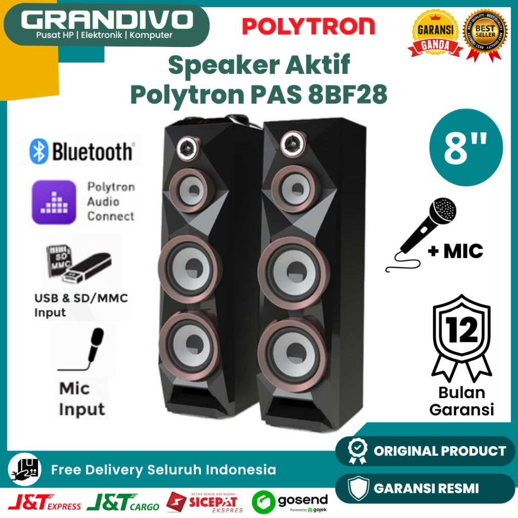 Jual Speaker Aktif Polytron Bluetooth PAS 8BF28 5 Band Equalizer
