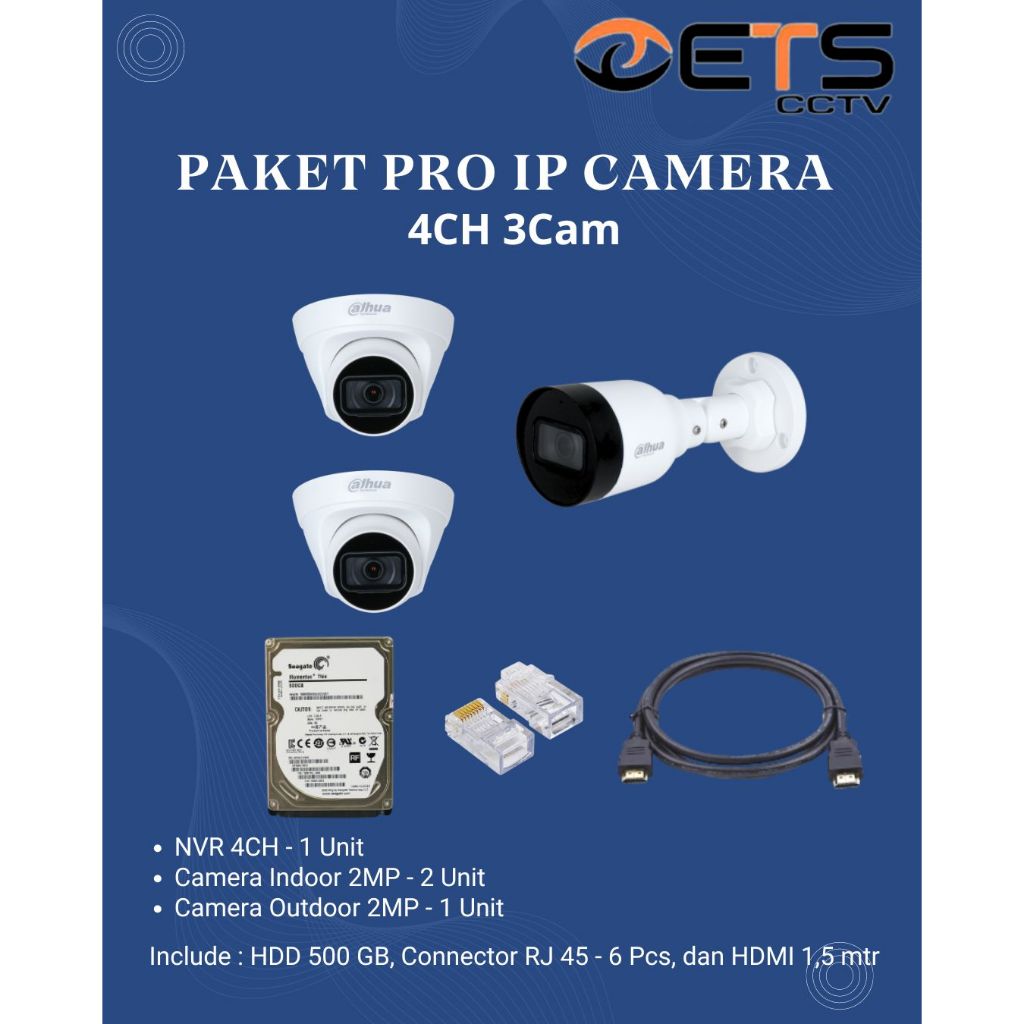 Jual Paket Pro IP Camera 4CH 3Cam | Shopee Indonesia