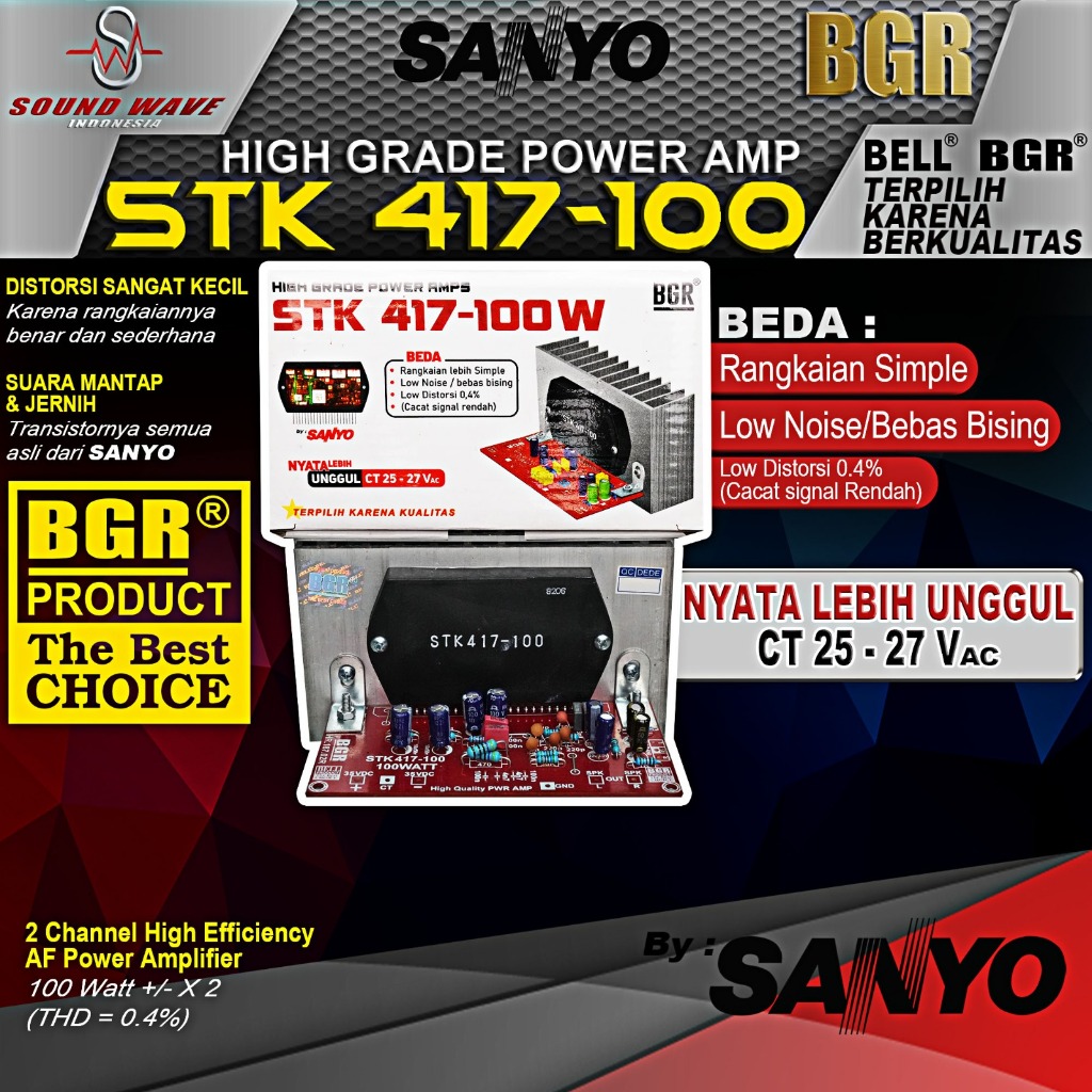 Jual KIT POWER AMPLIFIER STK 417-100 SANYO MINI SIZE STEREO 100W ...