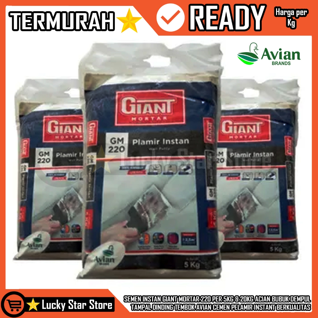 Jual SEMEN INSTAN GIANT MORTAR 220 PER 5KG & 20KG ACIAN BUBUK DEMPUL ...