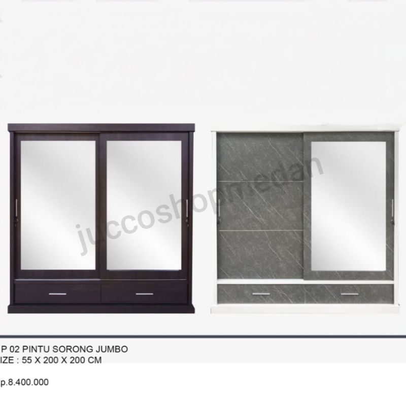 Jual Lemari Pakaian 2 Pintu Sliding Jumbo Lemari Pakaian 2 Pintu