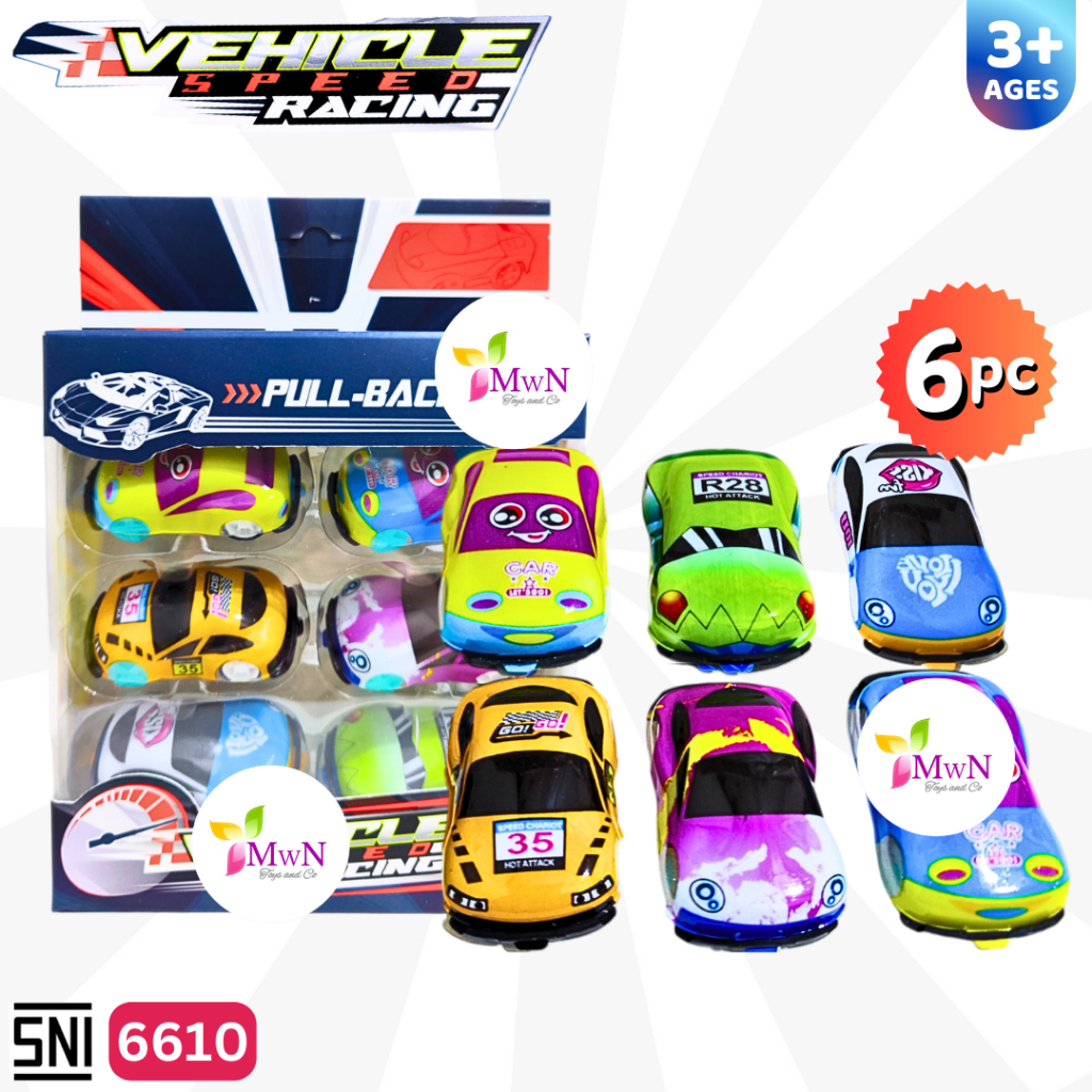 Jual MWN Mainan Mobil Vehicle Speed Racing Pull Back 6pc 6610 | Shopee ...