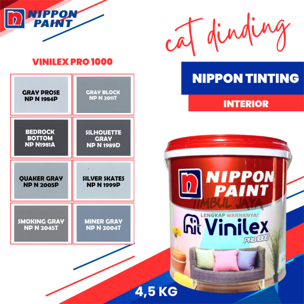 Jual Vinilex Pro Kg Cat Tembok Nippon Paint Interior Dalam Ruangan Warna Abu Abu Cat