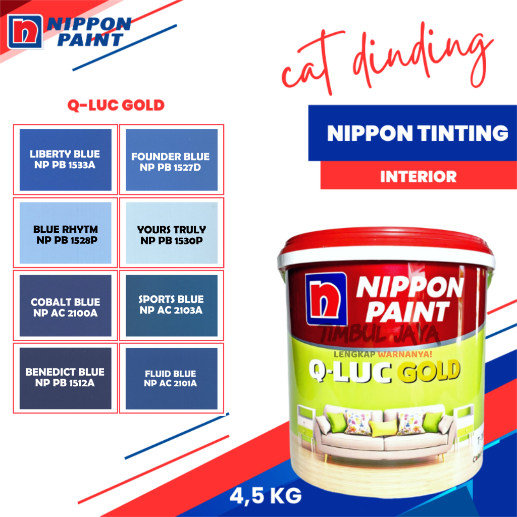 Jual Cat Tembok NIPPON QLUC GOLD 4,5Kg BIRU / qluc nippon paint / cat
