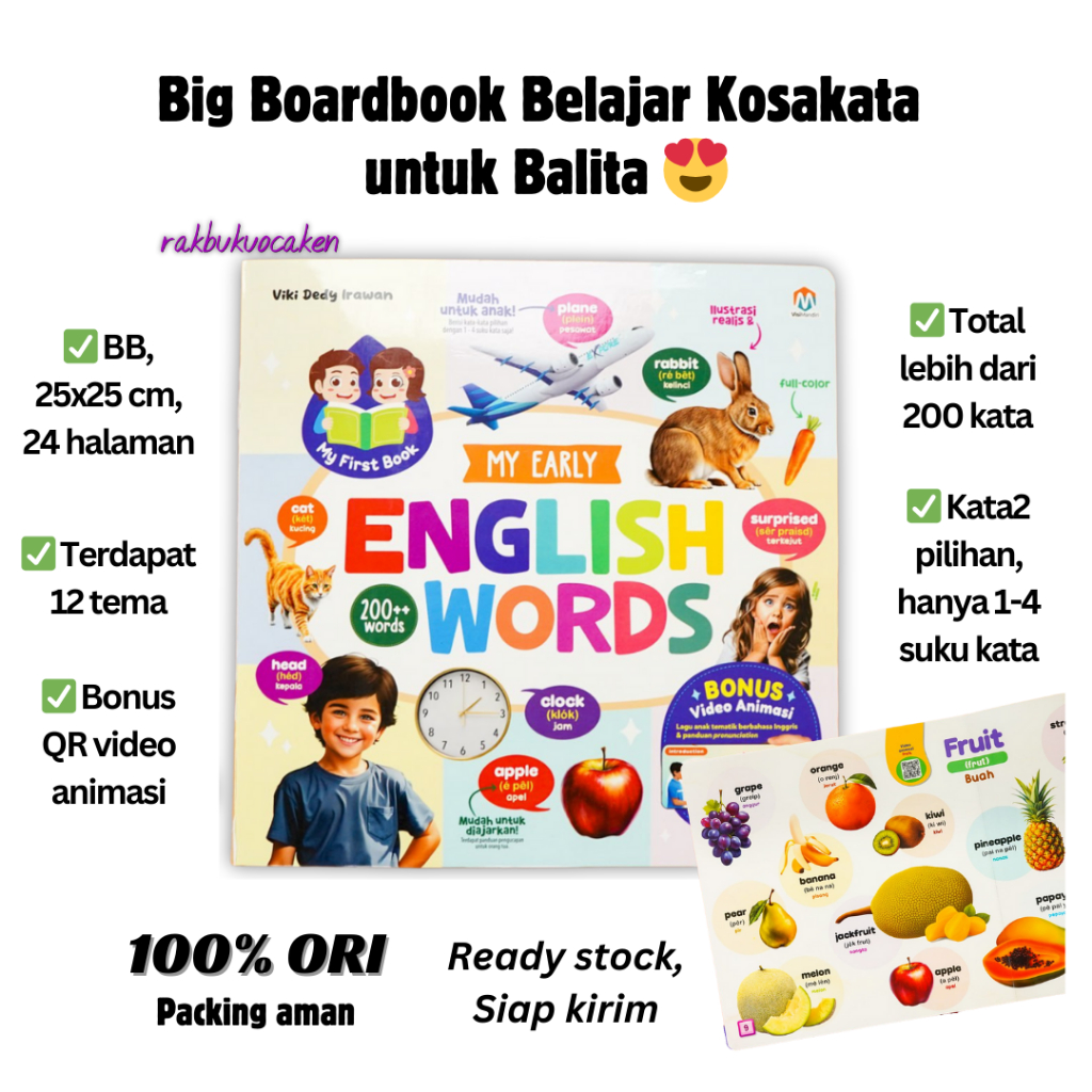 Jual BOARDBOOK My First Book My Early English Words Buku Belajar ...