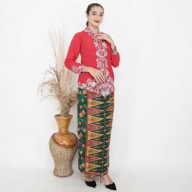 Jual Set Kebaya Encim Bordir Mawar Kombinasi Kebaya Dan Rok Tumpal Shopee Indonesia