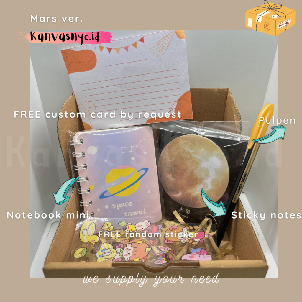 Jual Hampers Stationary Mini | Journal, Notebook, Alat Tulis 7 in 1 ...