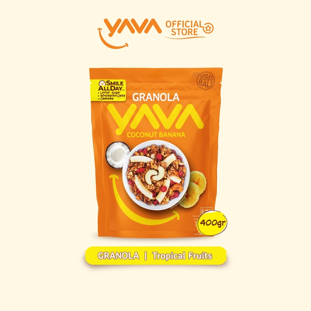 Jual YAVA Granola Chocolate Vanilla & Coconut Banana 400g | Shopee ...