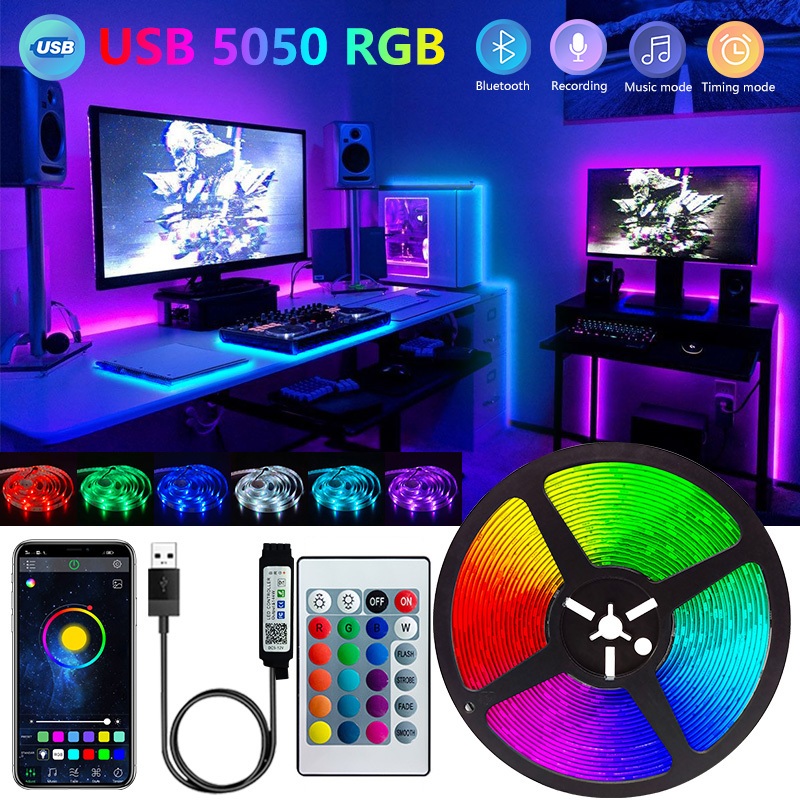 Jual USB LED Strip Lights APP Control Color Changing 5050 RGB Led Light ...