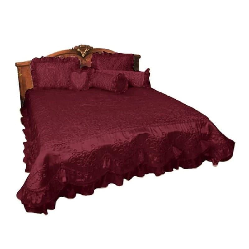 Jual sprei satin merk rosana / sprei pengantin rumbai 2 susun ...