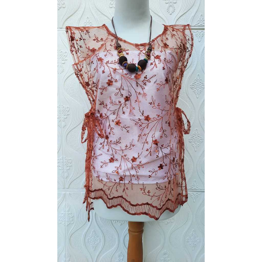 Jual Outer Vest Brukat Tali Model Korea Rompi Brokat Kondangan Tali ...