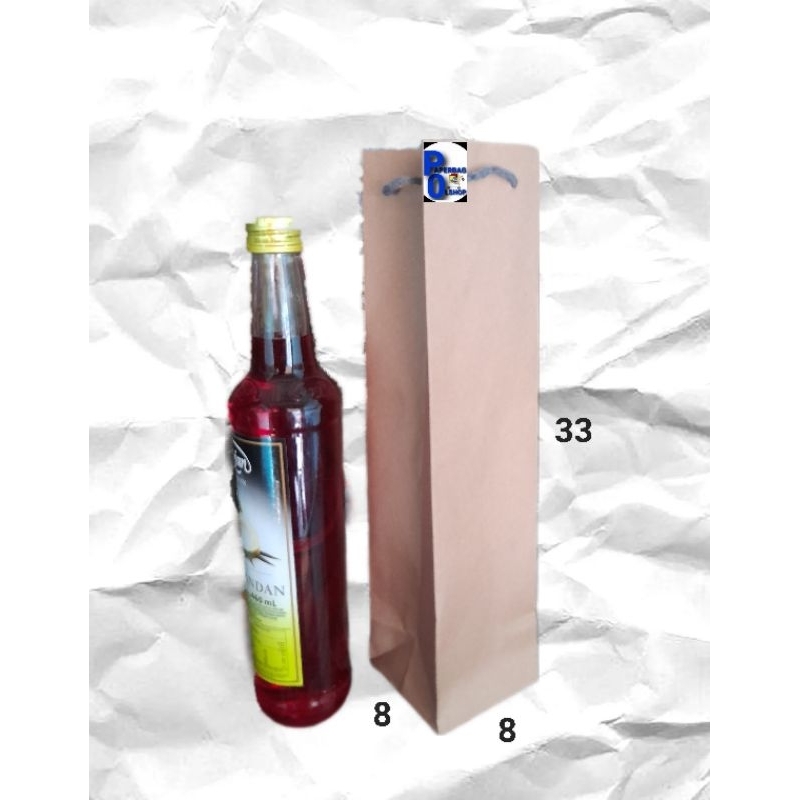 Jual paperbag botol 8x8x32 coklat isi 12 pc | Shopee Indonesia