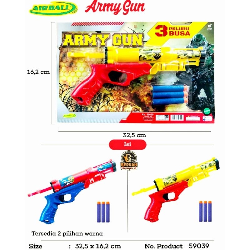 Jual Mainan Pistol Peluru Series Army Gun 3 peluru busa | Shopee Indonesia