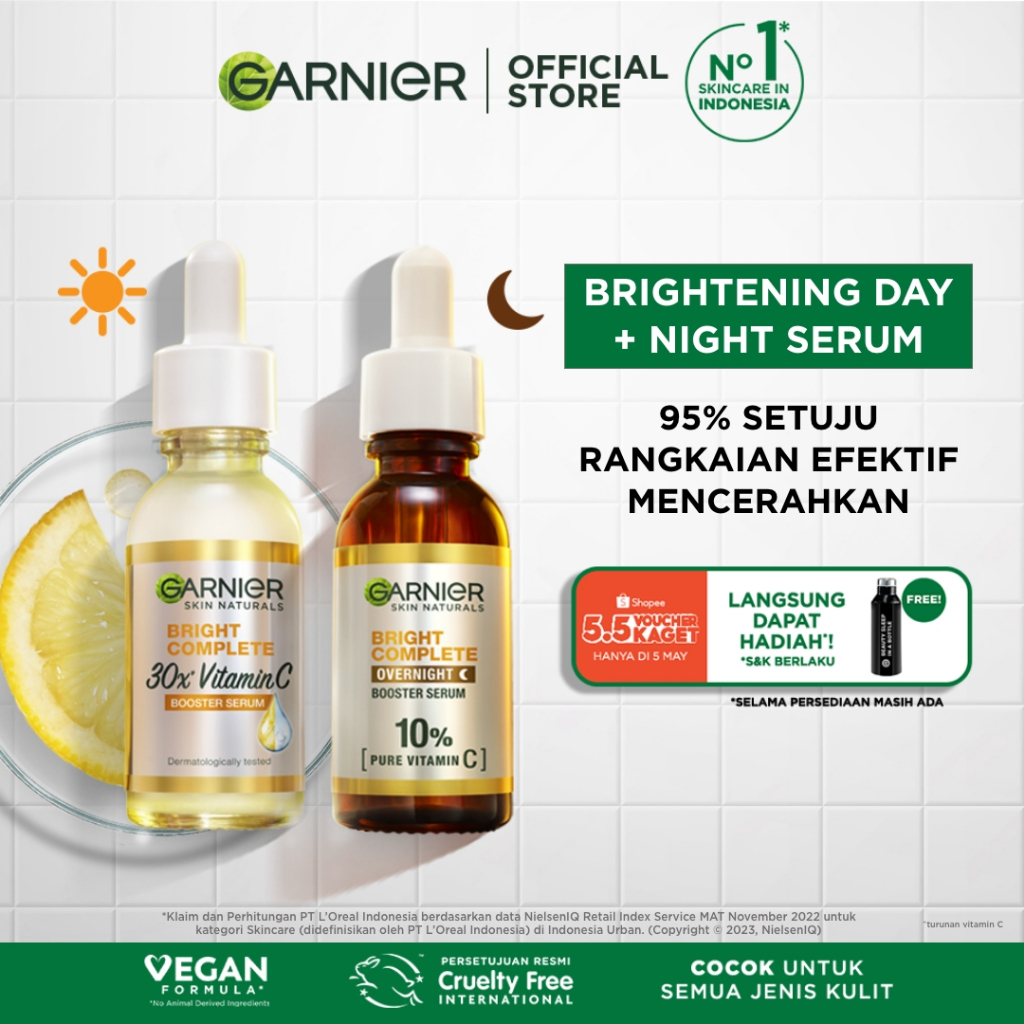 Jual Paket Skincare Garnier Bright Complete Vitamin C Day And Night Serum