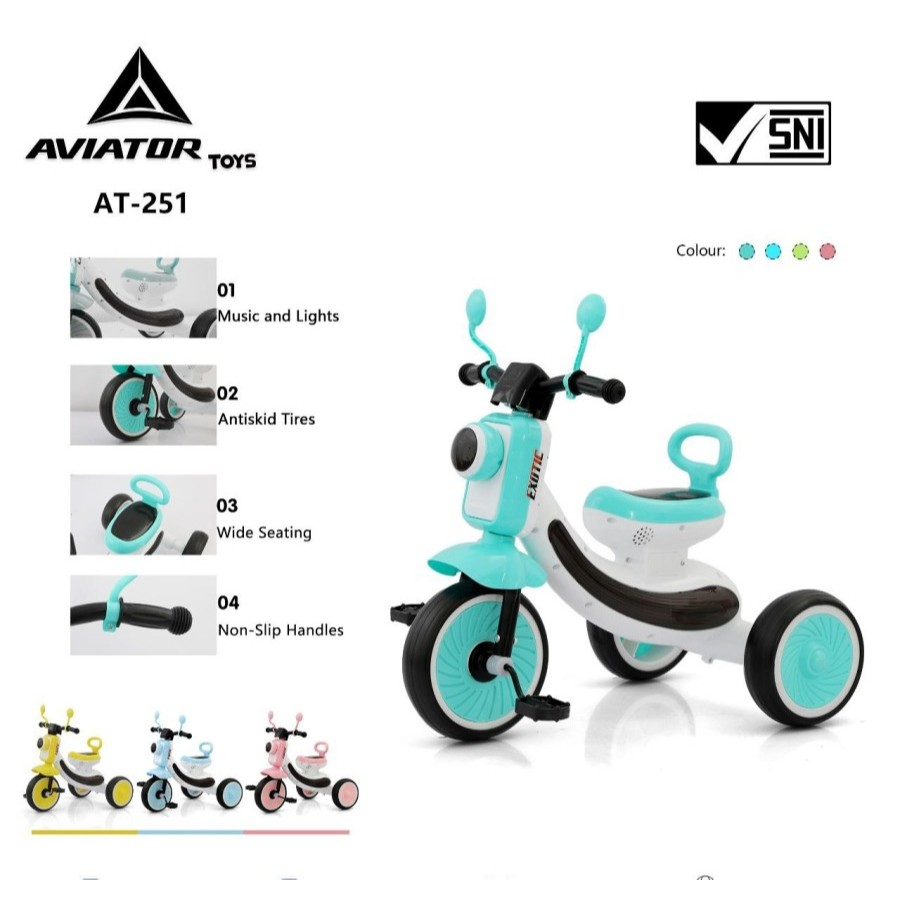 Jual Sepeda Anak Roda Tiga Tricycle Aviator AT 251 (Musik & Lampu ...