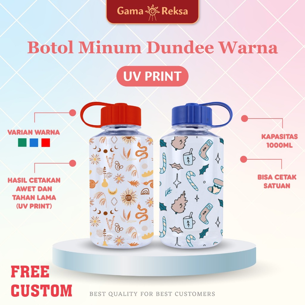 Jual Custom Botol Minum Tumbler Dundee Tutup Warna 1000ml / 1 Liter ...
