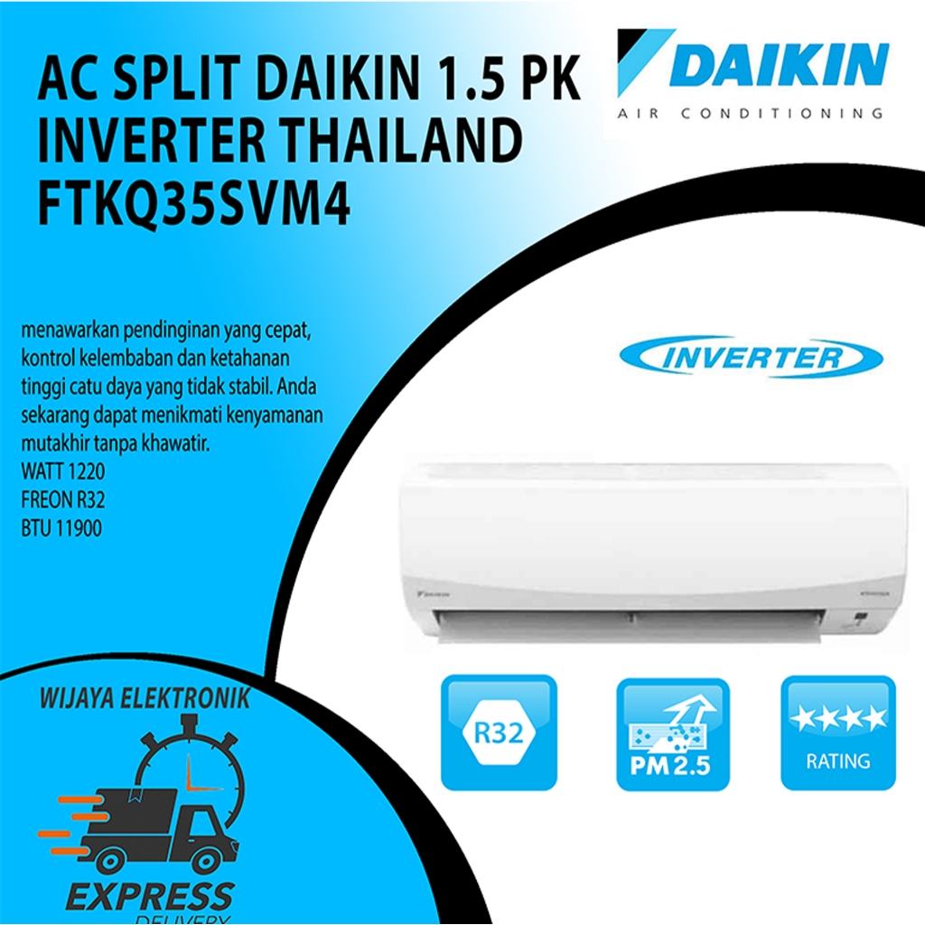 Jual Ac Split Daikin Interver Thailand 1 5pk Ftkq35uvm4 Daikin Inverter Shopee Indonesia