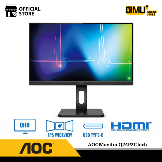 Jual AOC Q24P2C Monitor 24" QHD IPS HDMI & USB C 75Hz Refresh Rate Full