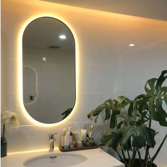 Jual Cermin LED aesthetic model kapsul tempel Dinding wastafel kamar ...