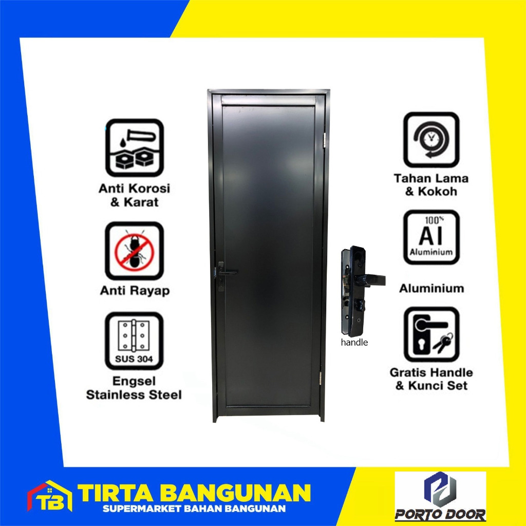 Jual PORTO DOOR ALUMUNIUM ECO 1 ACP 70X200CM PINTU ALUMUNIUM ACP Hitam ...