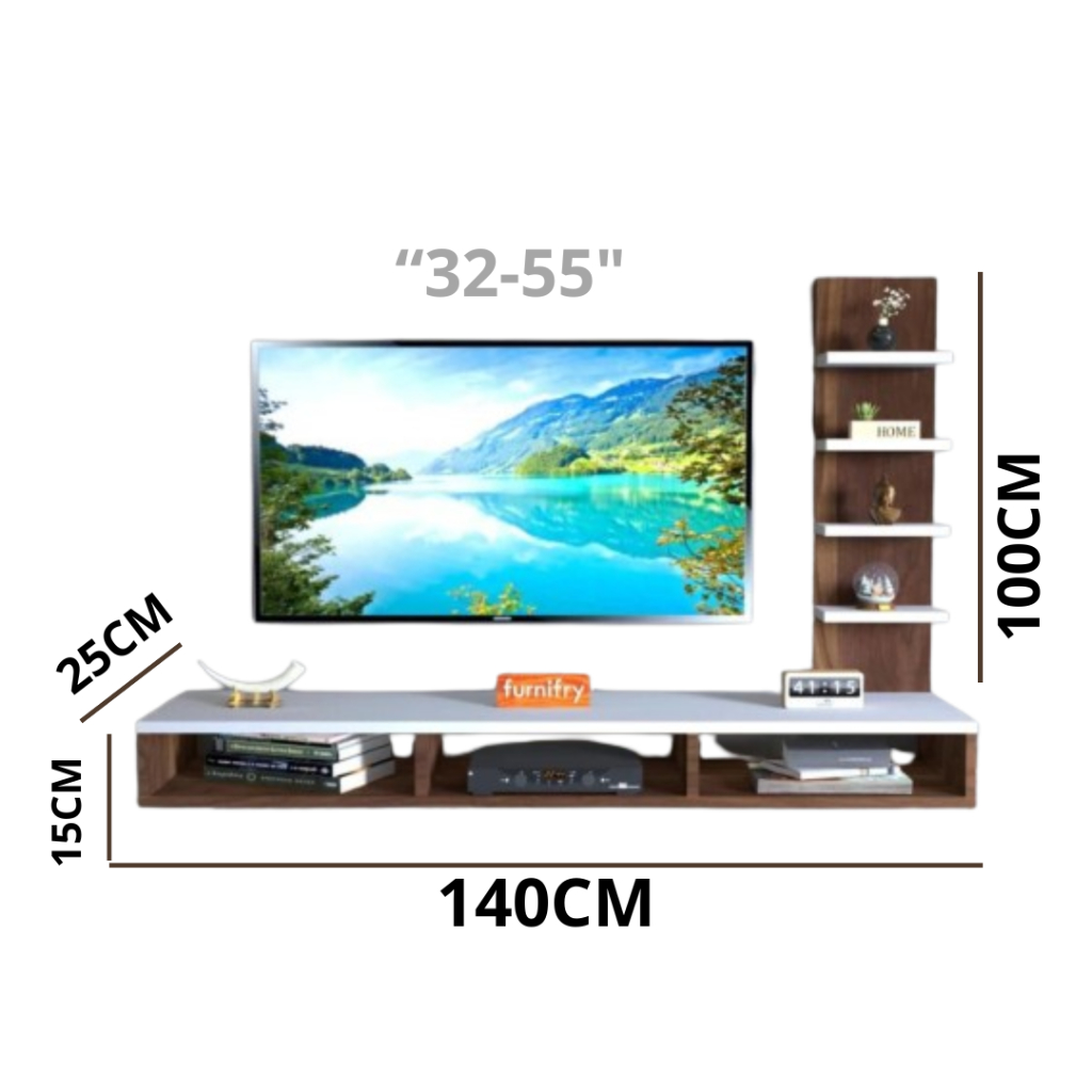 Jual RTA040 Rak Tv Dinding Minimalis 2 Laci 140x25x15 Tempat ...