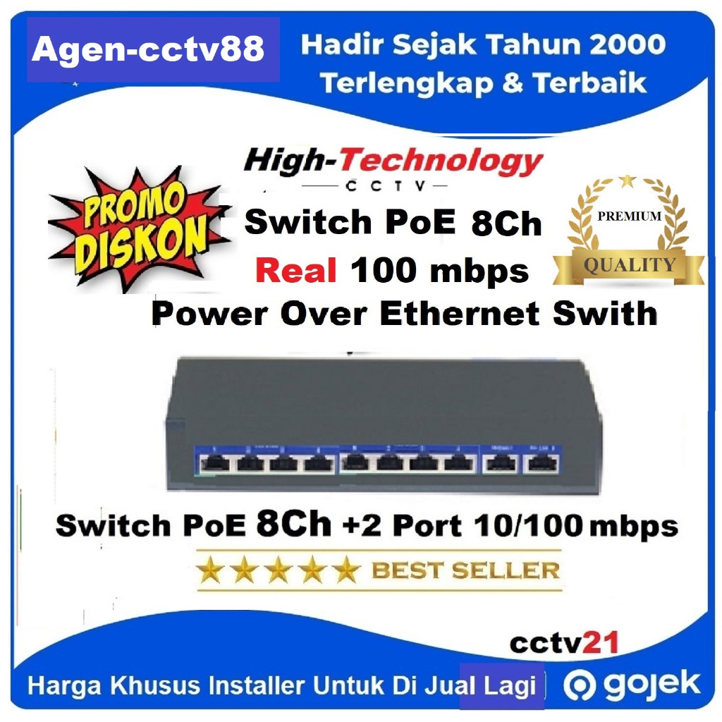 Jual Poe Switch PoE 8 Port+2 Uplink HighTechnology 10/100 Mbps Base-TX ...