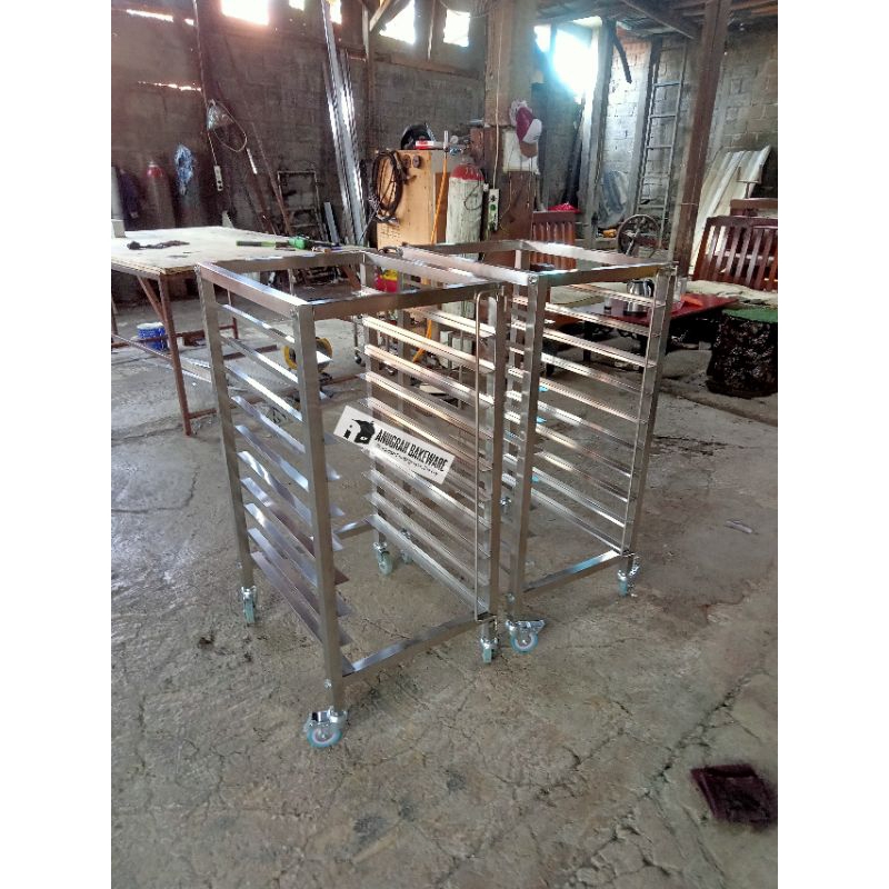 Jual RAK TROLY RAK LOYANG STAINLESS 10 susun UKURAN LOYANG 40X60 ...