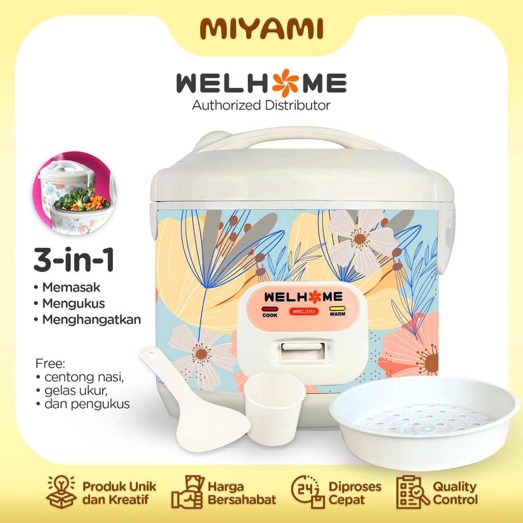 Jual Rice Cooker WELHOME WRC-3111 3in1 Kapasitas 1,8 Liter Rendah Daya ...
