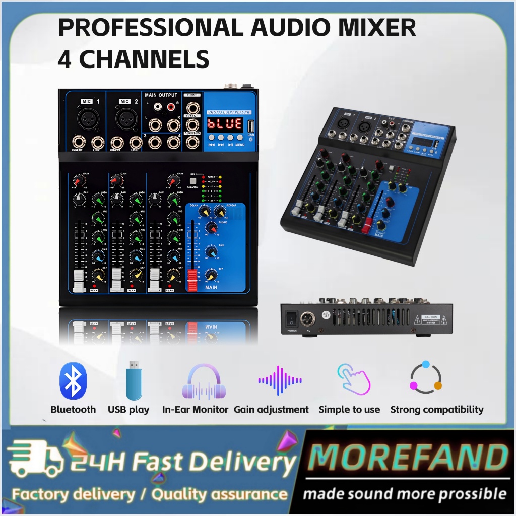 Jual F4 Audio MIXER USB/Electro Bluetooth 4 Channel mendukung ...