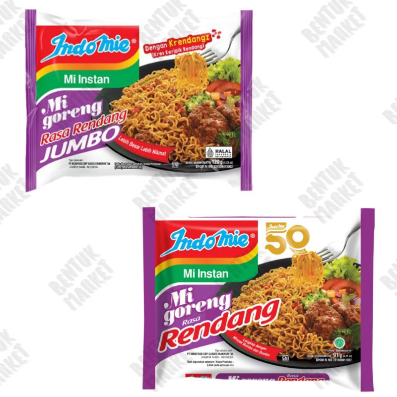 Jual Indomie Goreng Rendang Jumbo 120gr / Indomie Goreng Rendang 91gr ...