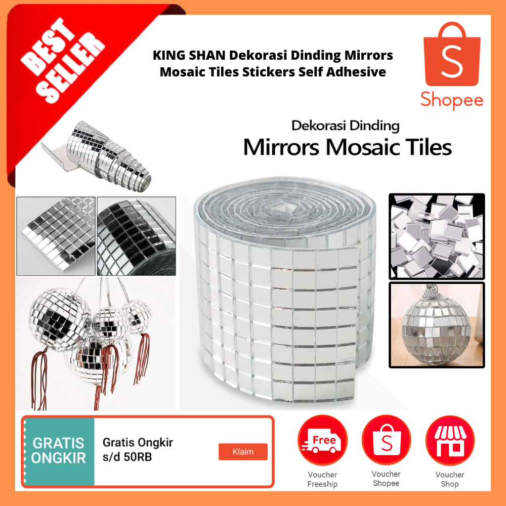 Jual Dekorasi Dinding Mirrors Mosaic Tiles Stickers Self Adhesive ...