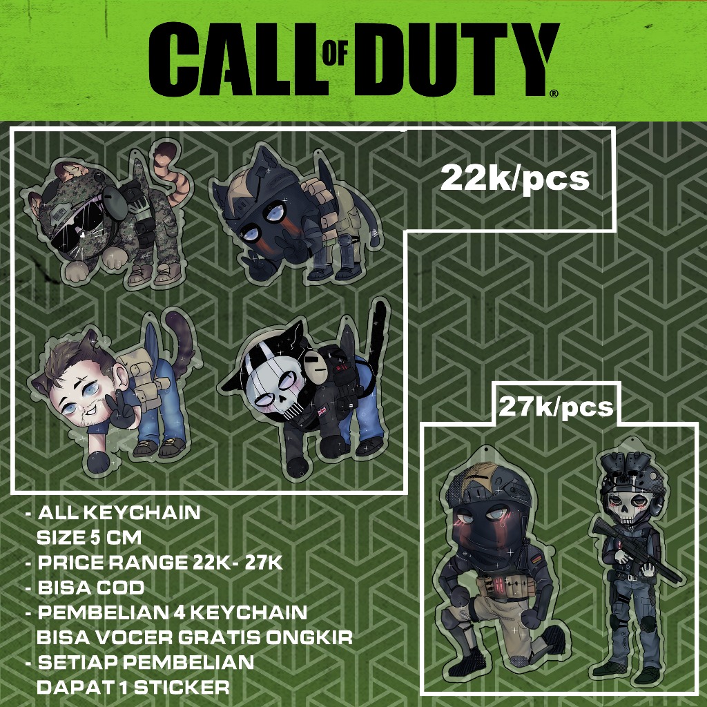 Jual gantungan kunci chibi cod call of duty ghost, konig, soap, dan ...