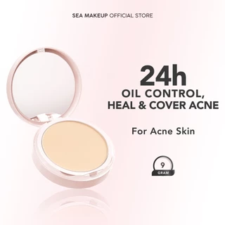 Sea Makeup Acne Cover & Smooth Two Way Cake – Compact Powder & Powder Foundation Full Coverage, Bedak Padat 5 Warna, Meratakan Wajah, Tahan Lama, Cocok Dipadukan dengan Bedak Tabur Oil Control, Translucent Powder & Loose Powder