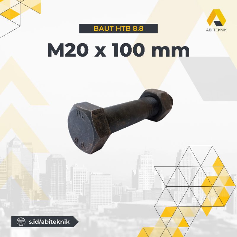 Jual Baut Mur Baja 8.8 / Baut HTB / M20 X 100 Mm Half Drat | Shopee ...