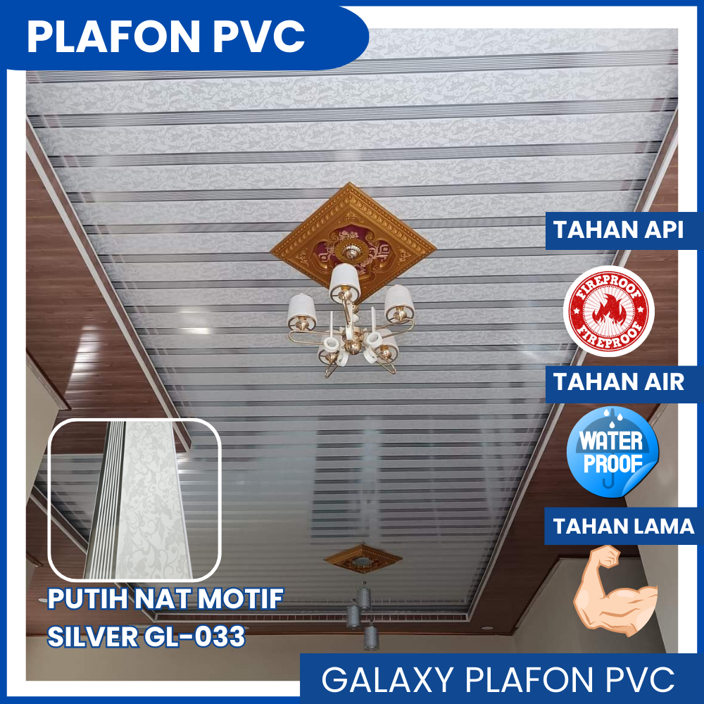 Jual Plafon PVC Minimalis dan Elegan Putih Motif Silver Glossy/Interior ...