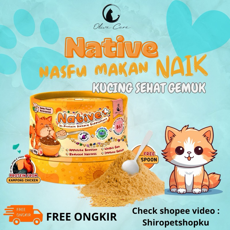 Jual Olive Care Vitamin Kucing NATIVE+ Protein Tinggi untuk Penambah ...