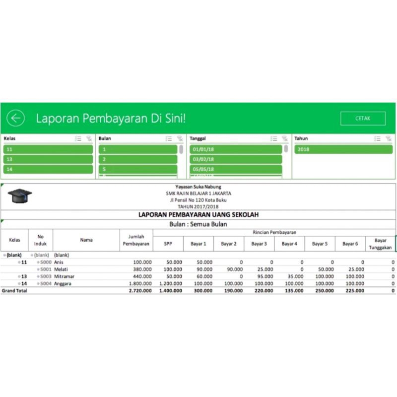 Aplikasi pembayaran melalui excel