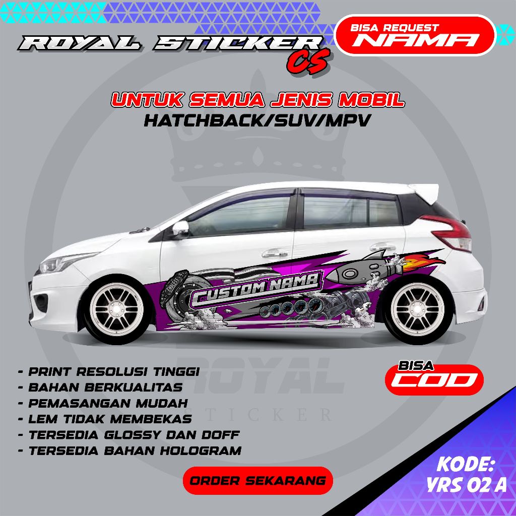 Jual DECAL STIKER YARIS DESAIN TERBARU THAILOOK FREE REQUEST NAMA DECAL ...