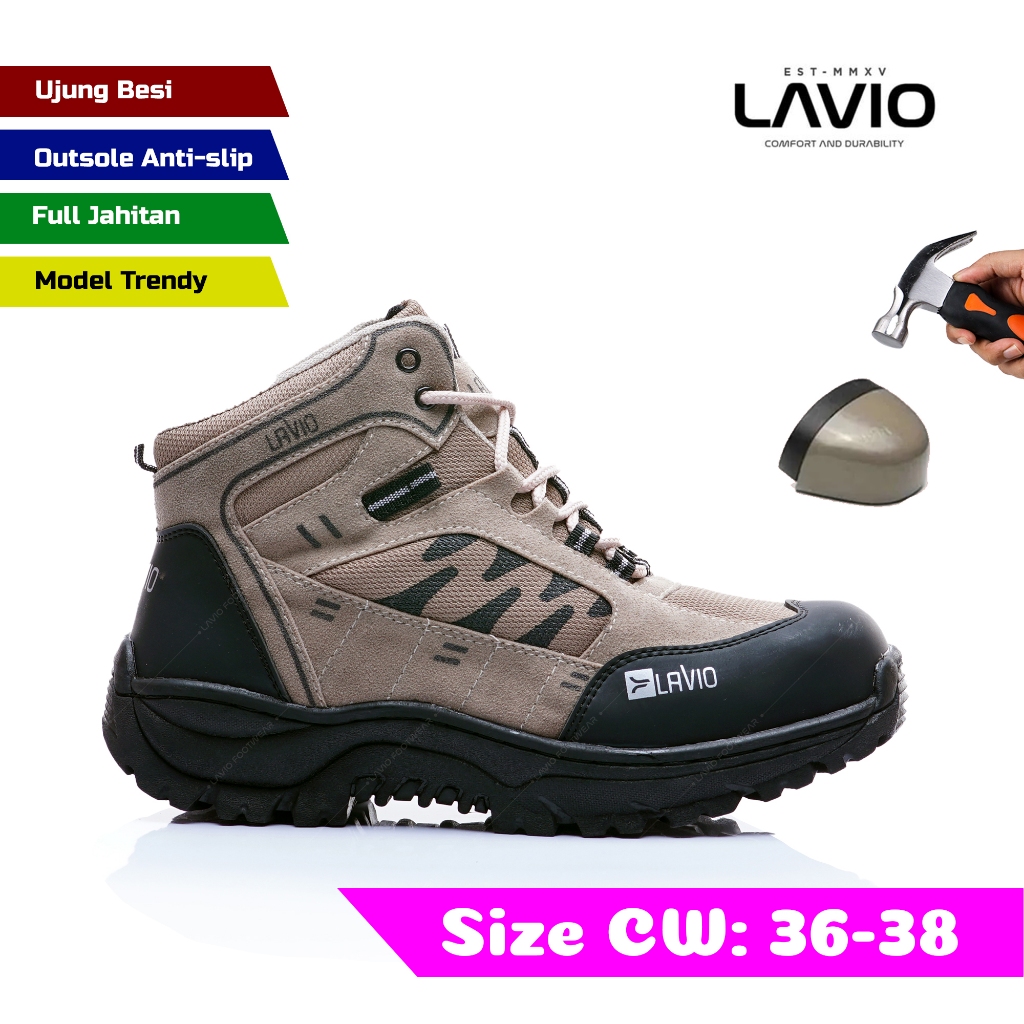 Jual Sepatu Safety Wanita Boots Tinggi Ujung Besi Original Lavio Axel Safty Kerja Proyek