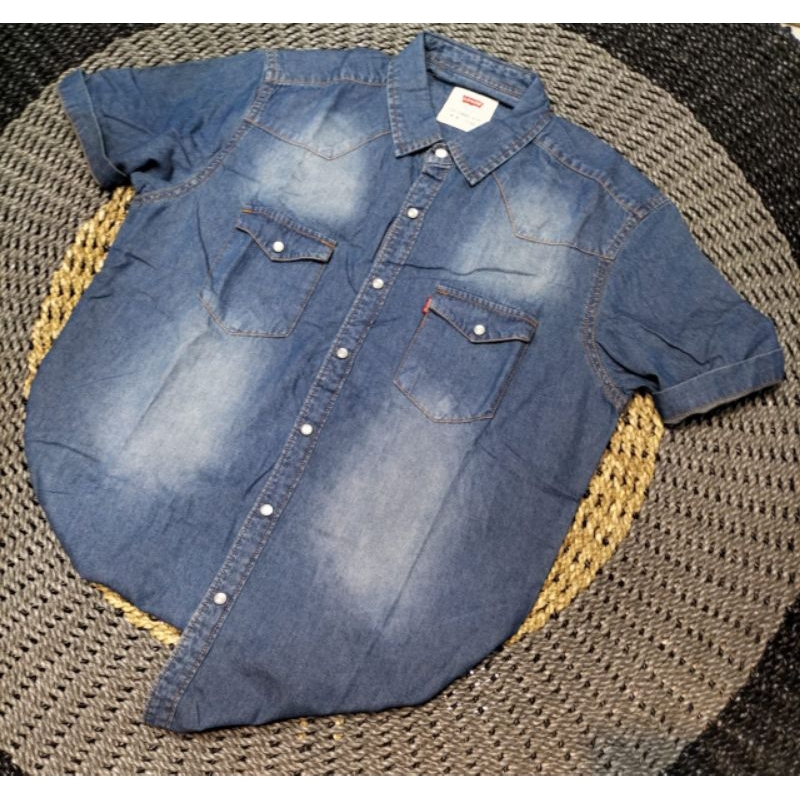 Jual KEMEJA DENIM JEANS LENGAN PANJANG U|04 BIO WASHED MODEL