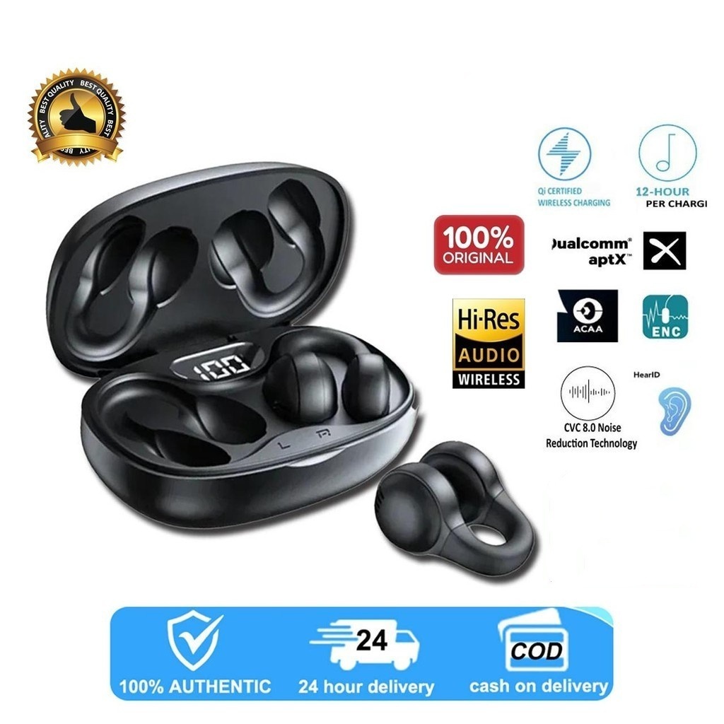 TWS Bluetooth Earphones Ear Clip Bone Conduction Wireless Headphones Sports  Headset with Mic
